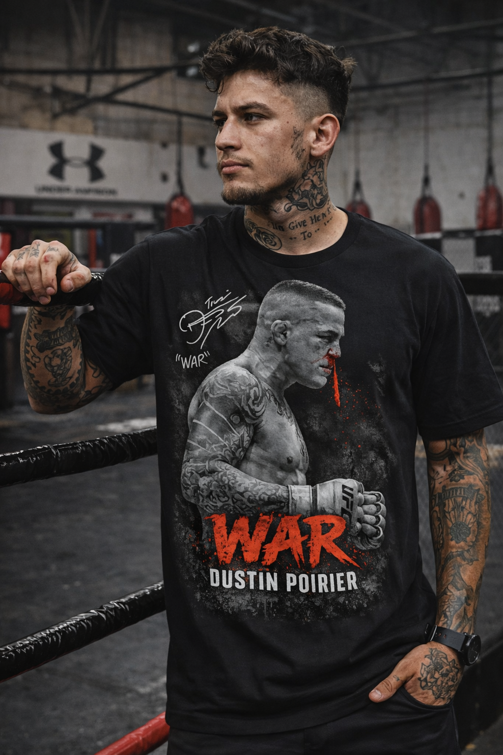 Dustin Poirier WAR T-Shirt – Men's Relaxed Fit MMA Graphic Tee | UFC Fighter Streetwear