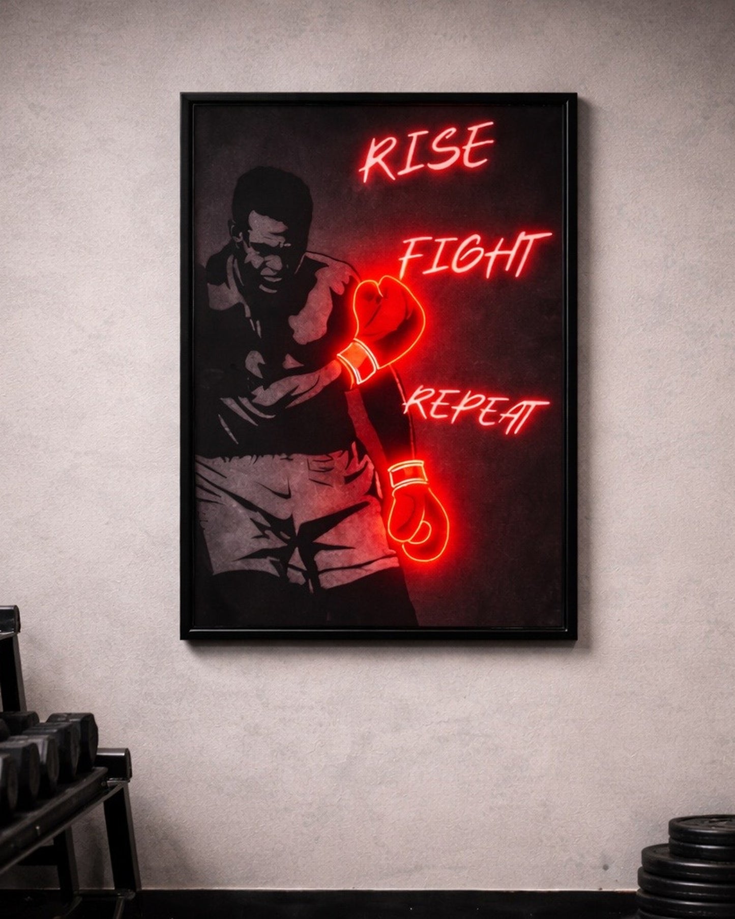 Muhammad Ali Boxing Poster – Rise Fight Repeat Wall Art | Undercard Art Combat Sports Decor