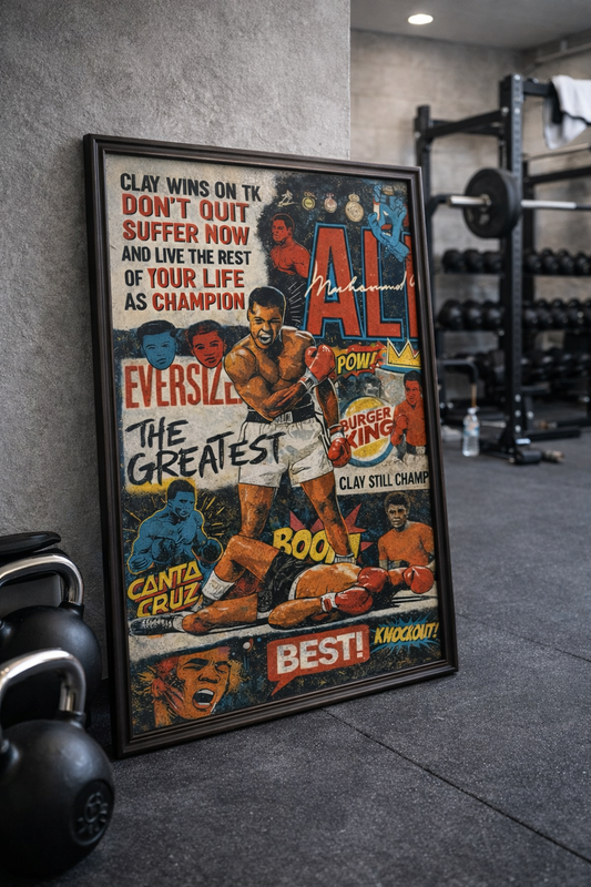 Vintage Boxing Poster, Retro Art For gym, Comic Style Decor