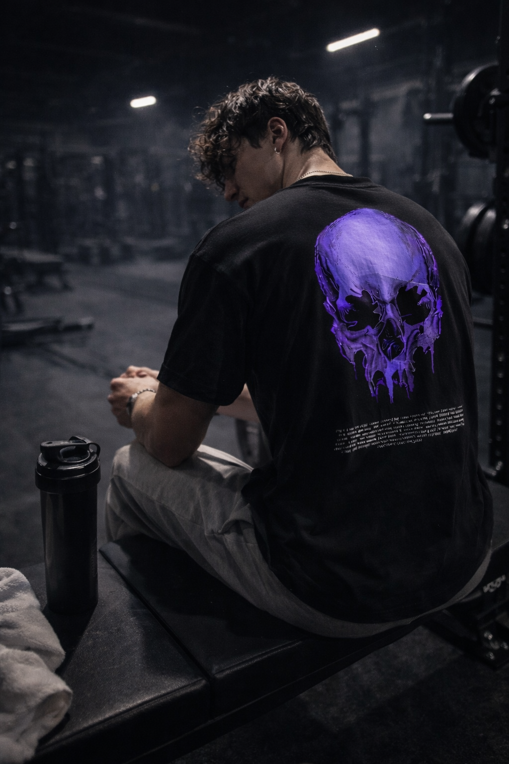 Men's Oversized Skull T Shirt | Men's Purple Skull Graphic Tee
