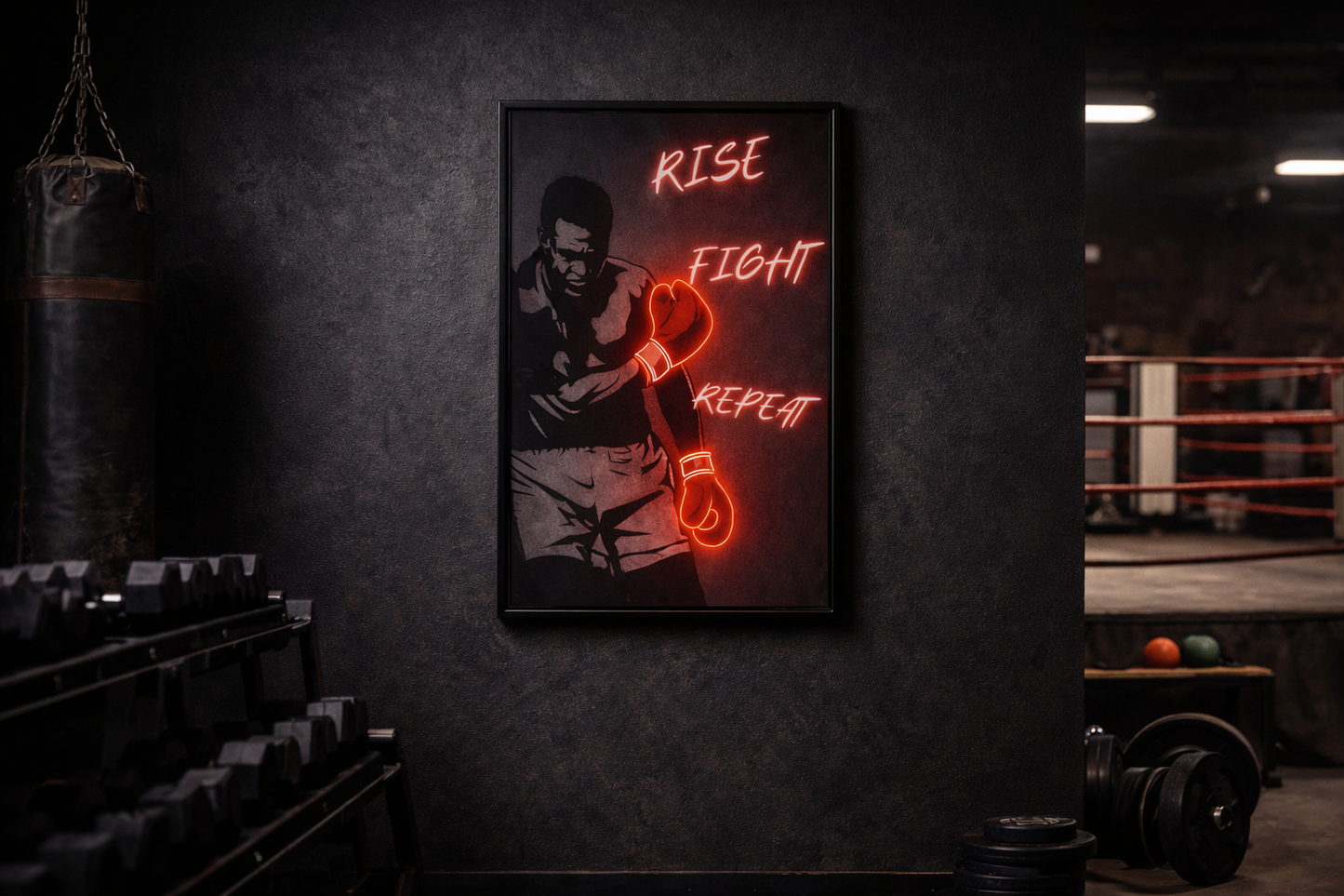 Muhammad Ali Boxing Poster – Rise Fight Repeat Wall Art | Undercard Art Combat Sports Decor