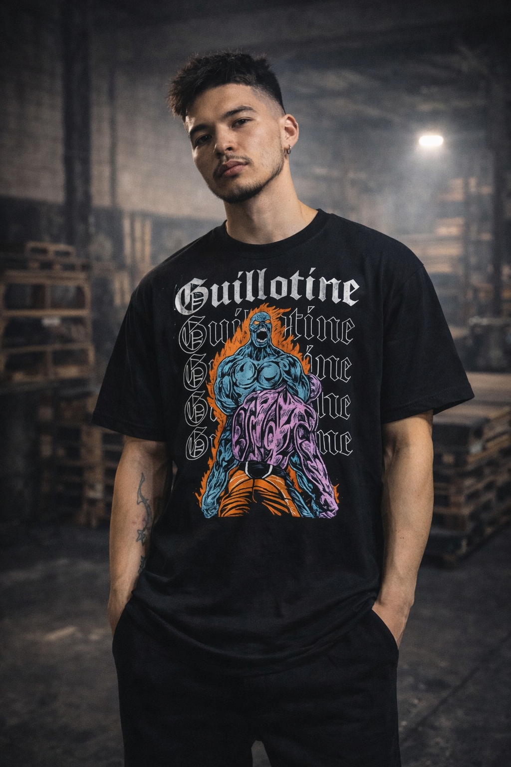 Men’s Oversized BJJ T-Shirt – Guillotine Graphic Tee | Undercard Art Combat Sports Apparel