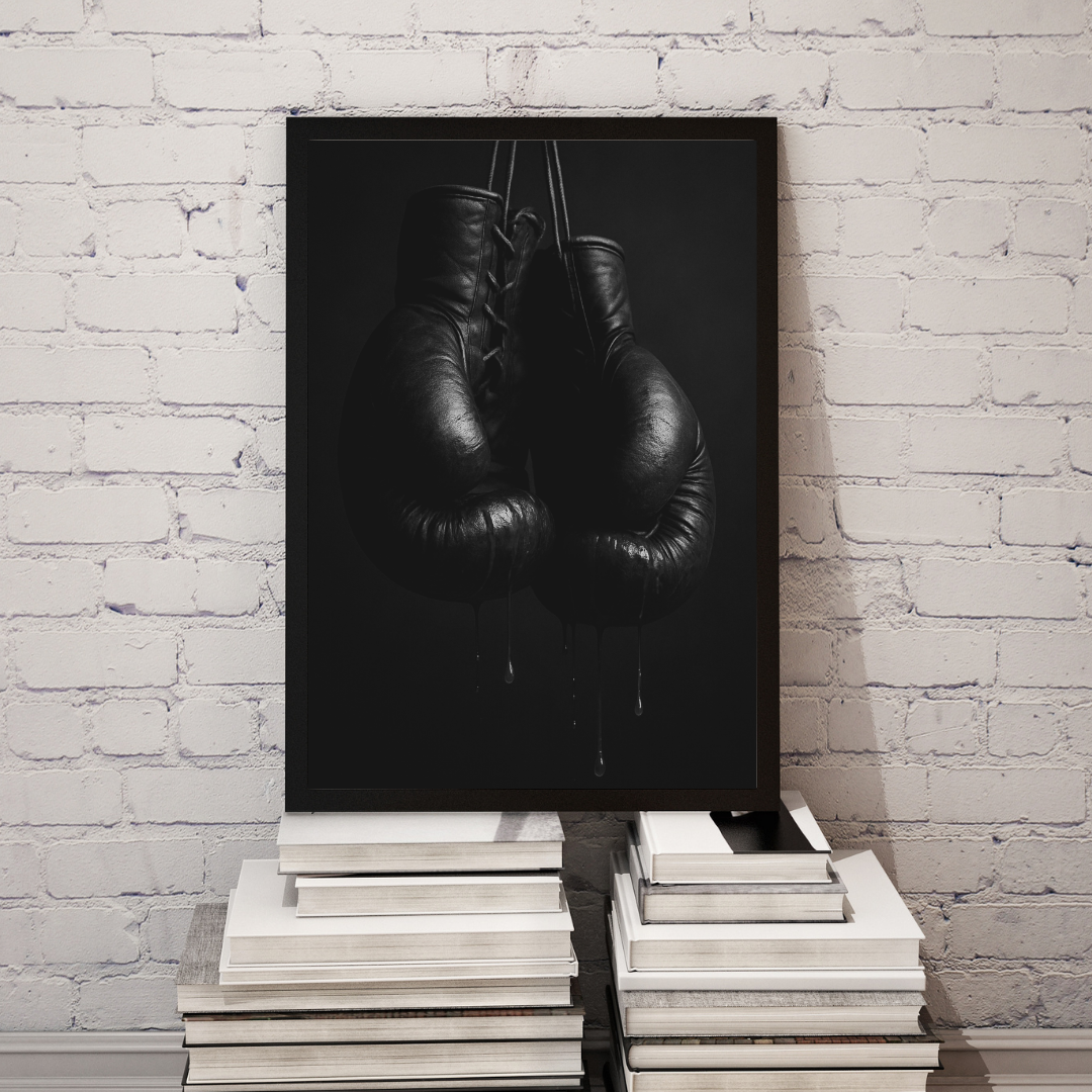 Bloody Boxing Gloves Poster | Dark Boxing Wall Art | Cinematic Fighter Decor