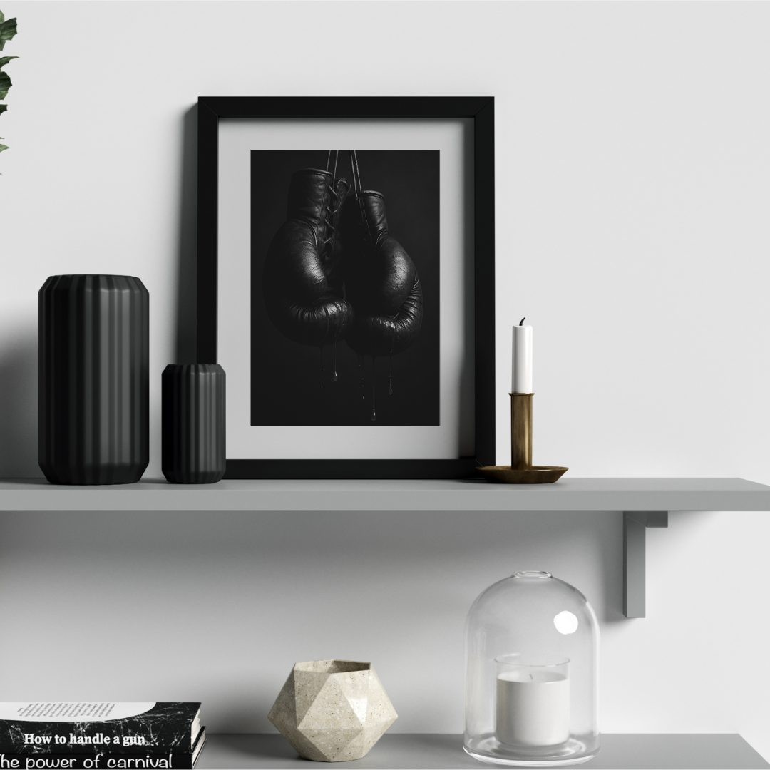 Bloody Boxing Gloves Poster | Dark Boxing Wall Art | Cinematic Fighter Decor