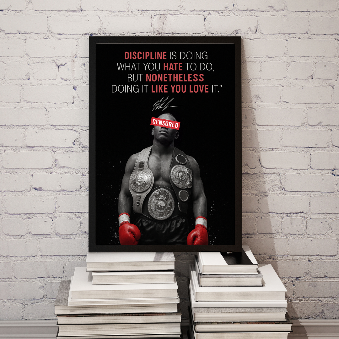 Censored Champ Poster | Boxing Wall Art | Gritty Motivational Fighter Print