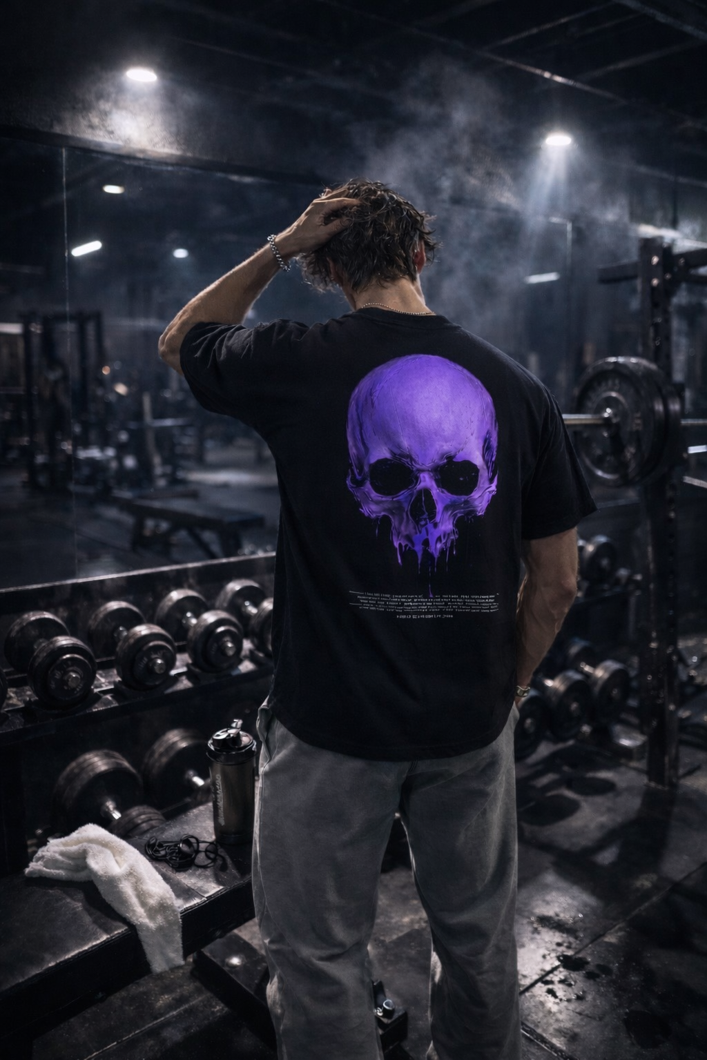 Men's Oversized Skull T Shirt | Men's Purple Skull Graphic Tee