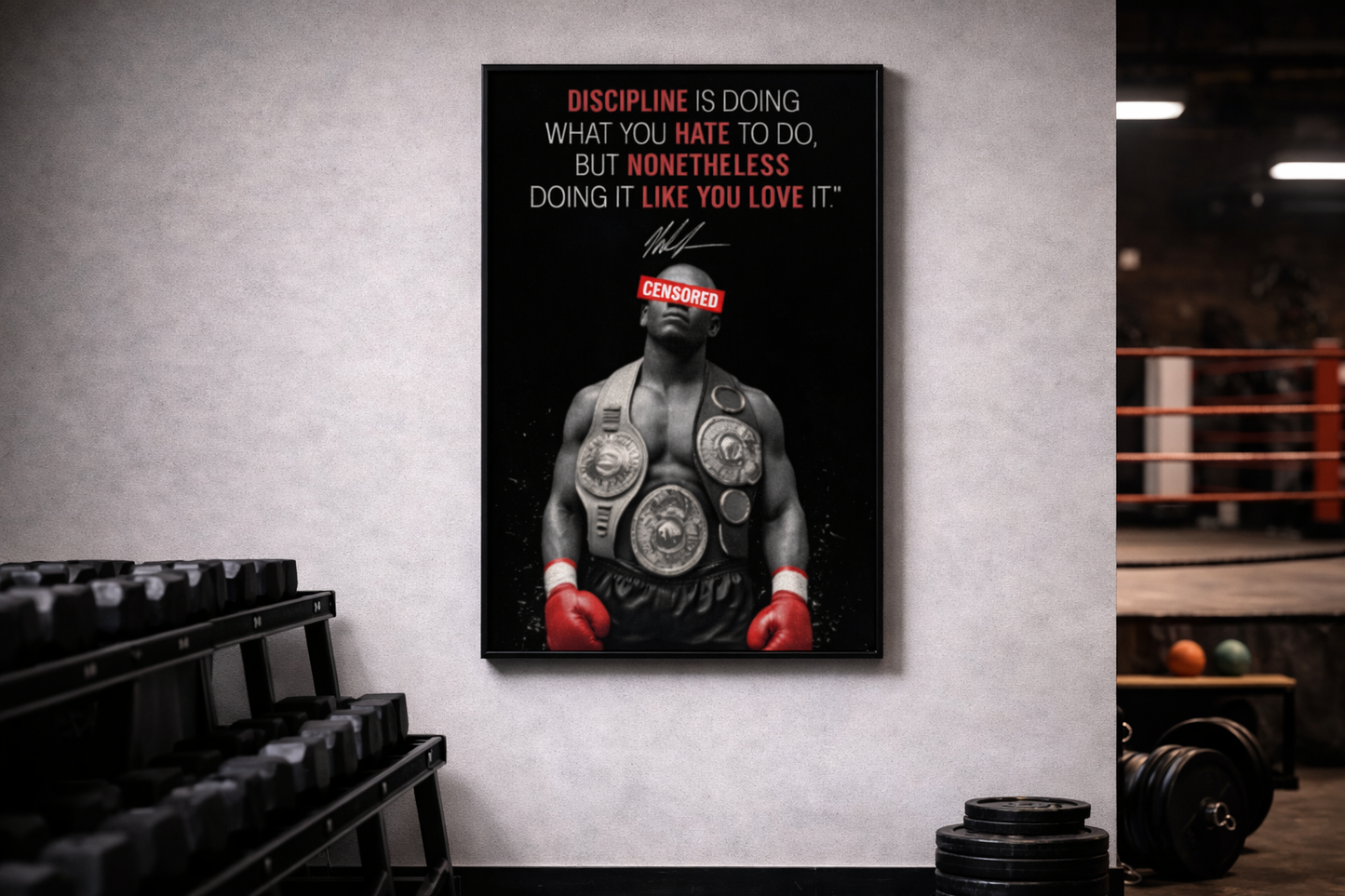 Censored Champ Poster | Boxing Wall Art | Gritty Motivational Fighter Print