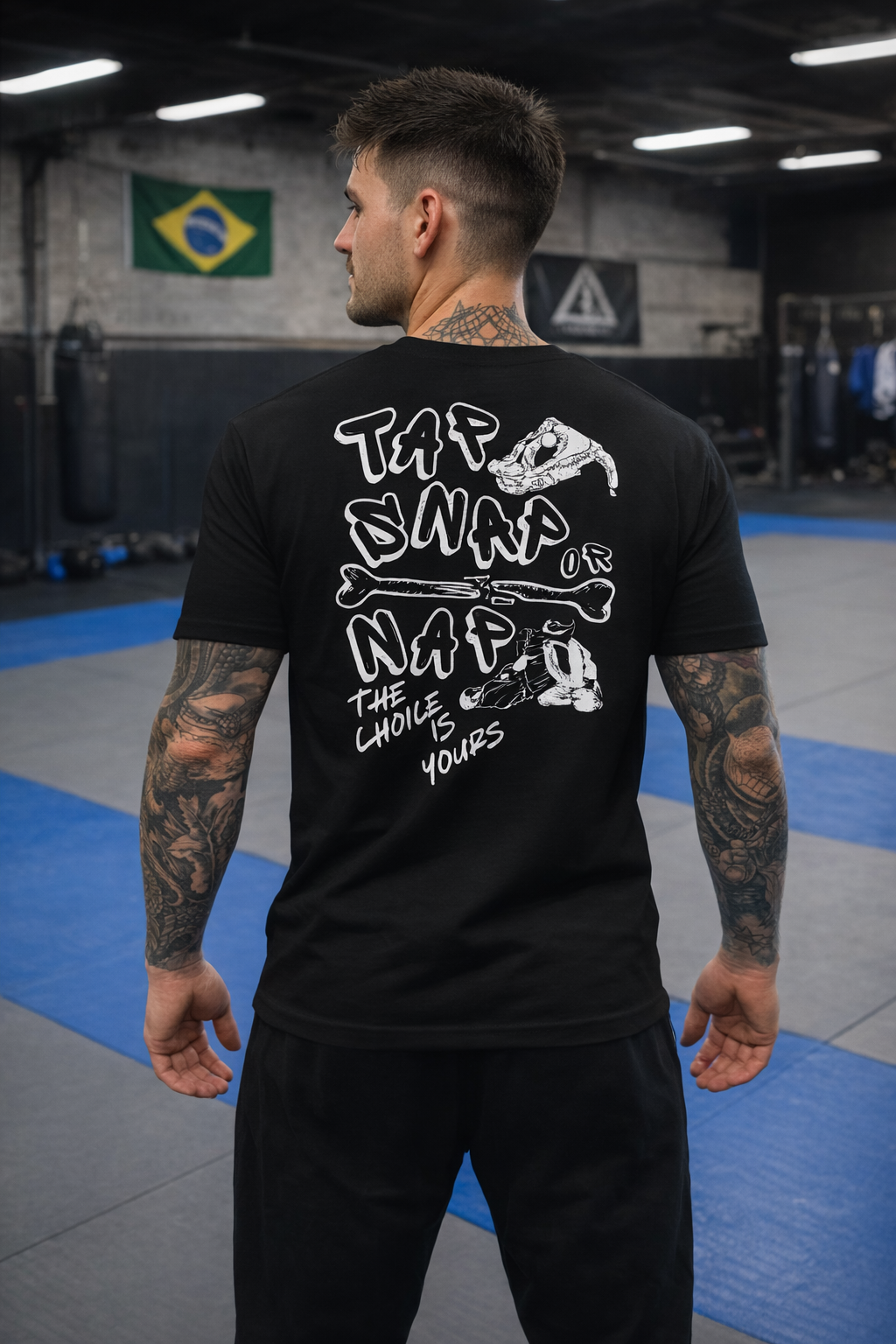 Men’s Fitted BJJ T-Shirt – Tap Snap or Nap Graphic Tee | Undercard Art Combat Sports Apparel
