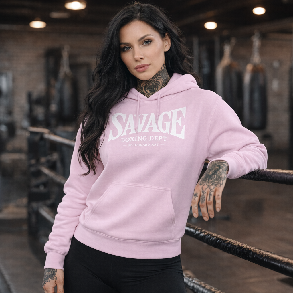 Women’s Boxing Hoodie – Savage Boxing Dept Pullover | Undercard Art Combat Sports Apparel