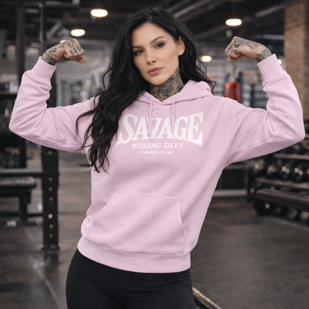 Women’s Boxing Hoodie – Savage Boxing Dept Pullover | Undercard Art Combat Sports Apparel