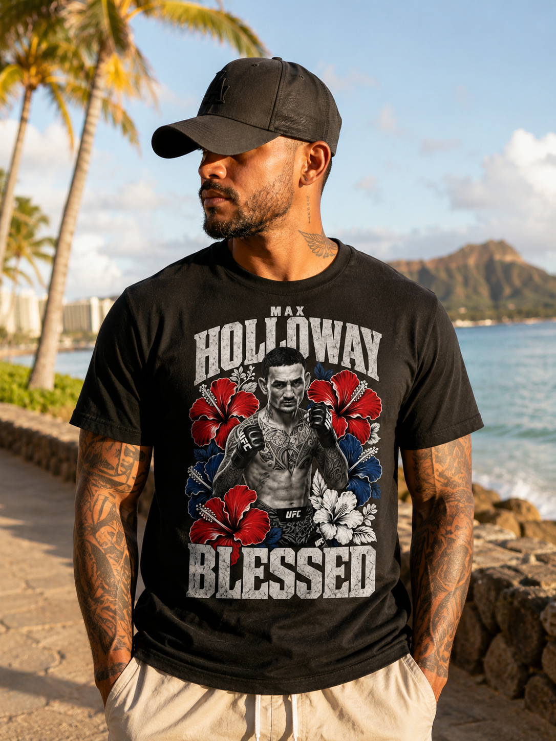Max "Blessed" Holloway T-Shirt - Men's Regular Fit Tee | UFC 329 Merch