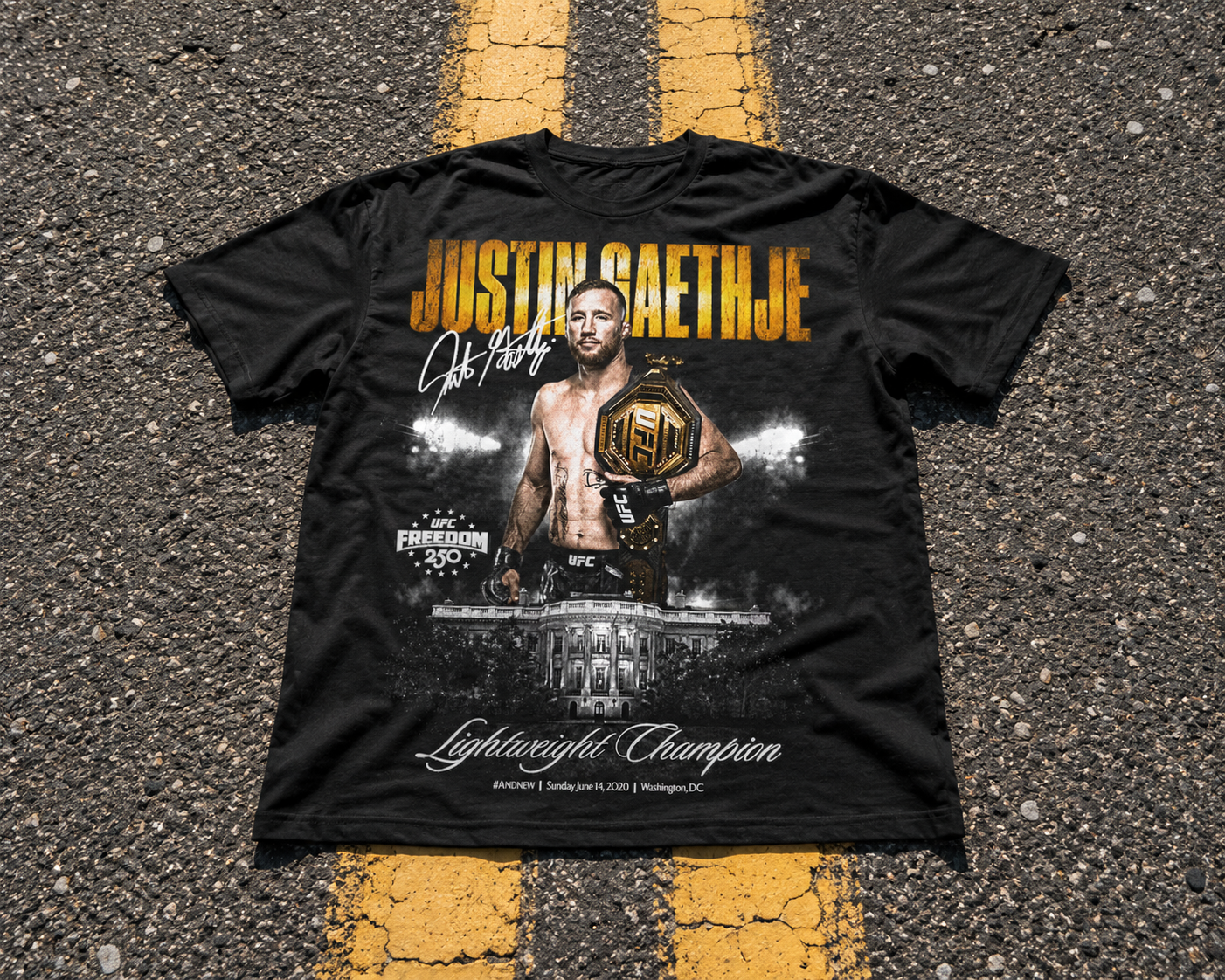 Justin "The Highlight" Gaethje T-Shirt - Men's Regular Fit Tee | UFC Freedom 250 Apparel