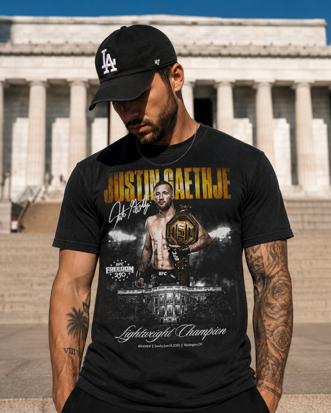 Justin "The Highlight" Gaethje T-Shirt - Men's Regular Fit Tee | UFC Freedom 250 Apparel