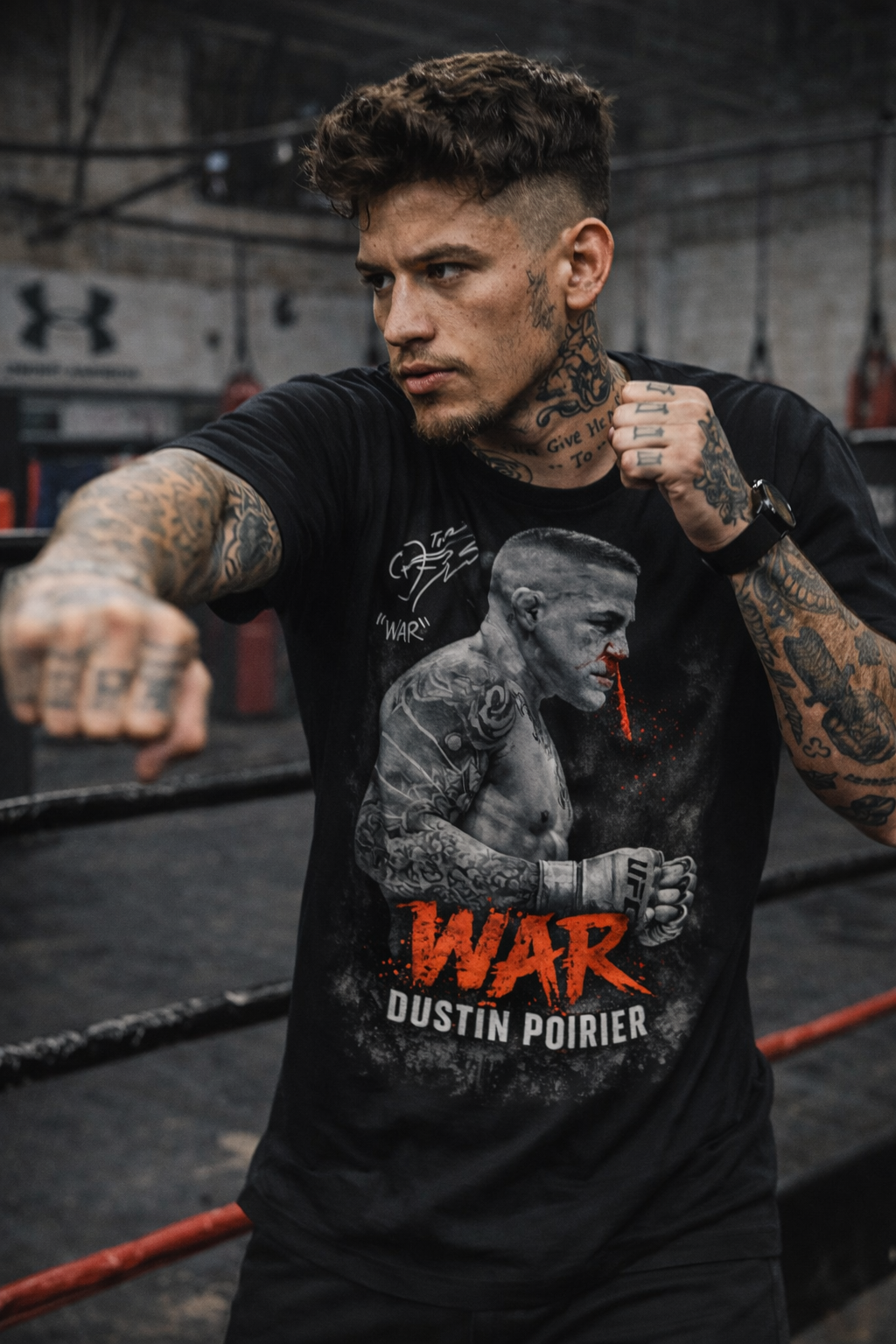 Dustin Poirier WAR T-Shirt – Men's Relaxed Fit MMA Graphic Tee | UFC Fighter Streetwear