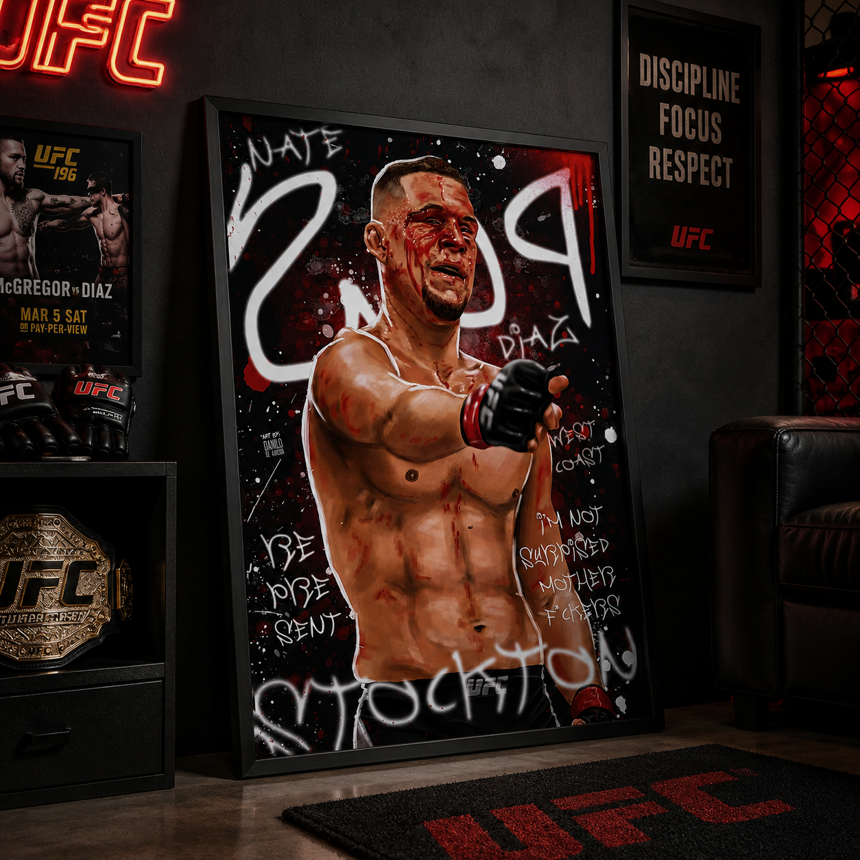 Nate Diaz UFC Poster - UFC Graffiti Art | MMA Legend Decor
