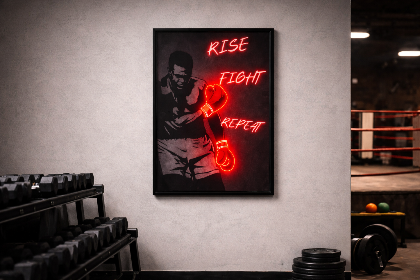Muhammad Ali Boxing Poster – Rise Fight Repeat Wall Art | Undercard Art Combat Sports Decor