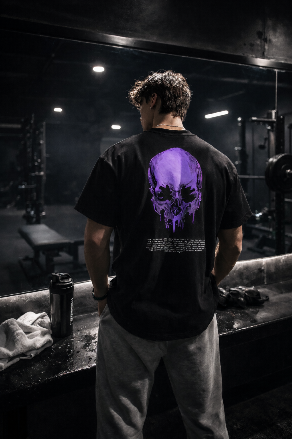 Men's Oversized Skull T Shirt | Men's Purple Skull Graphic Tee