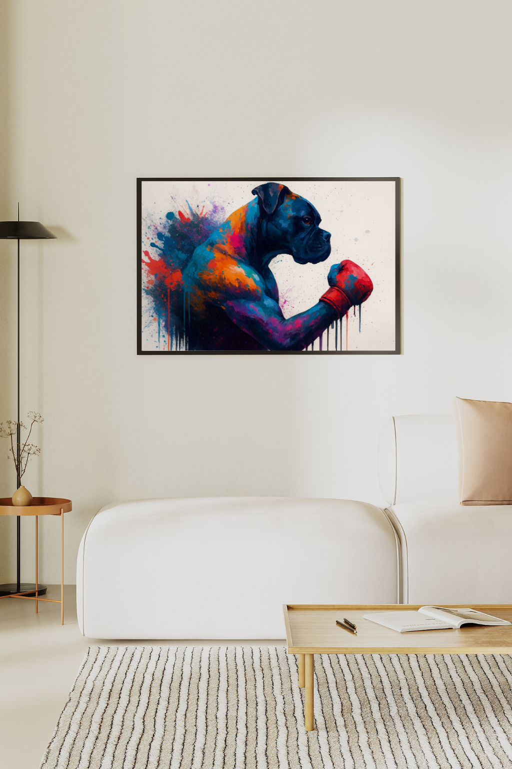 Boxing Boxer Dog Wall Art | Colorful Splatter Animal Print | Boxing Glove Dog Poster