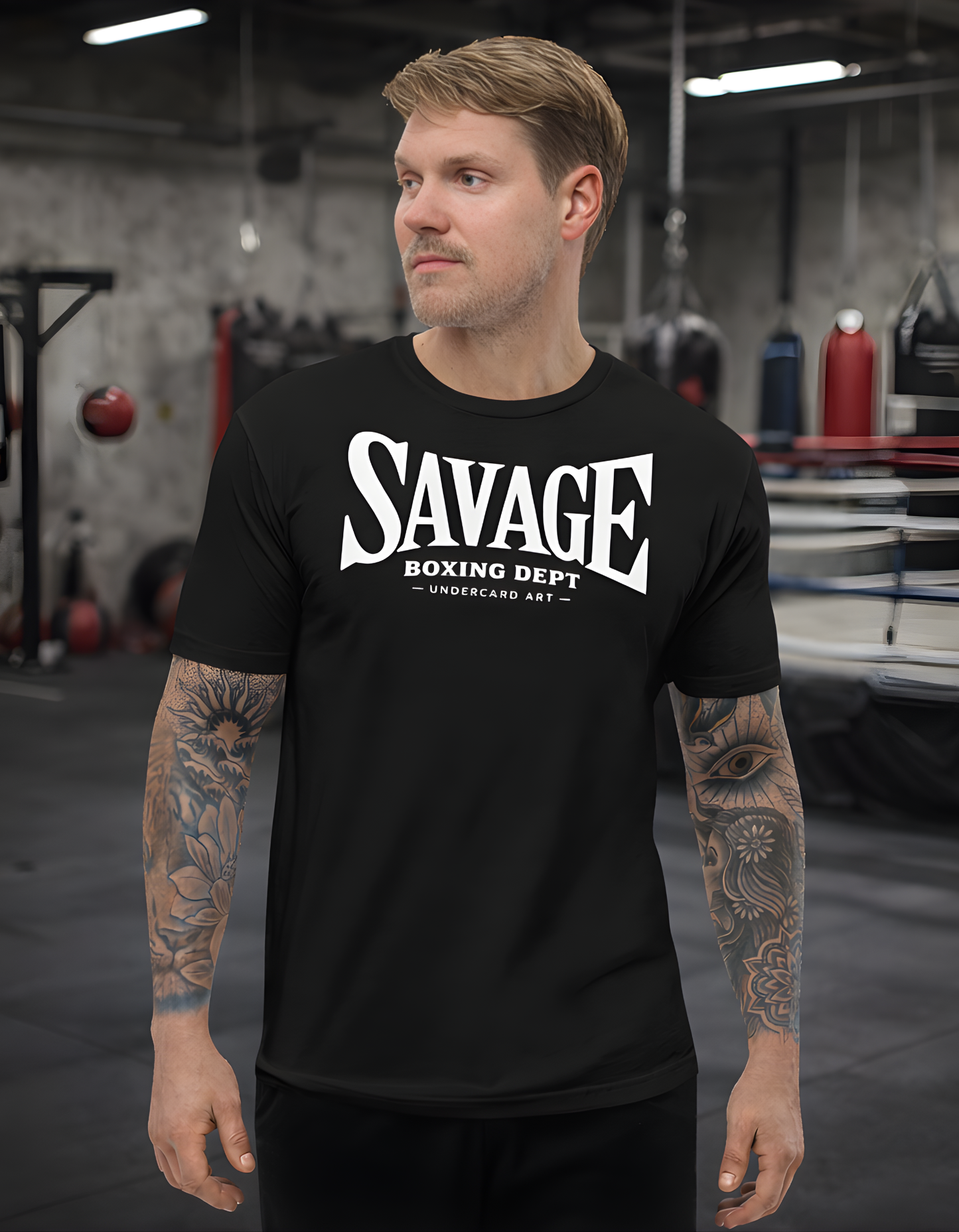 Men’s Fitted Boxing T-Shirt – Savage Boxing Dept Graphic Tee | Undercard Art Combat Sports Apparel