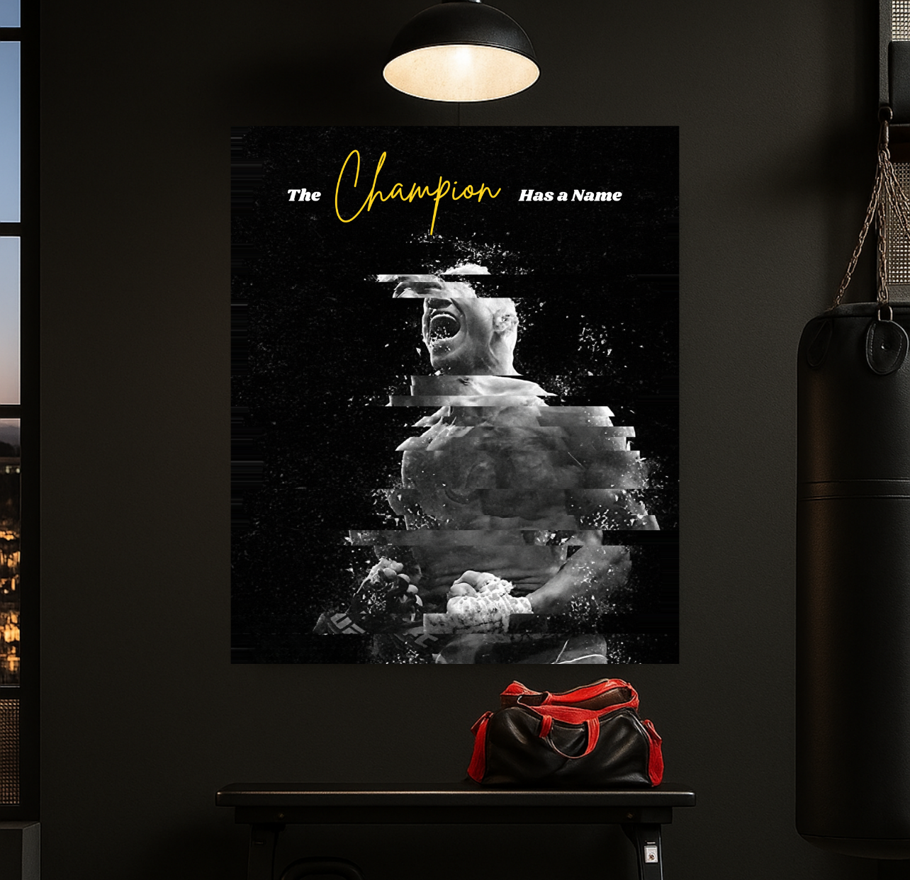 The Champion Has a Name, MMA Fighter Art Print, Gym Decor, Combat Sports Poster