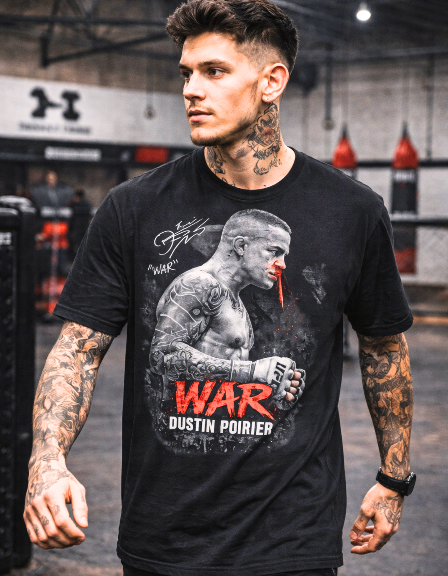Dustin Poirier WAR T-Shirt – Men's Relaxed Fit MMA Graphic Tee | UFC Fighter Streetwear