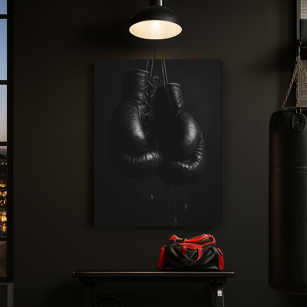 Bloody Boxing Gloves Poster | Dark Boxing Wall Art | Cinematic Fighter Decor