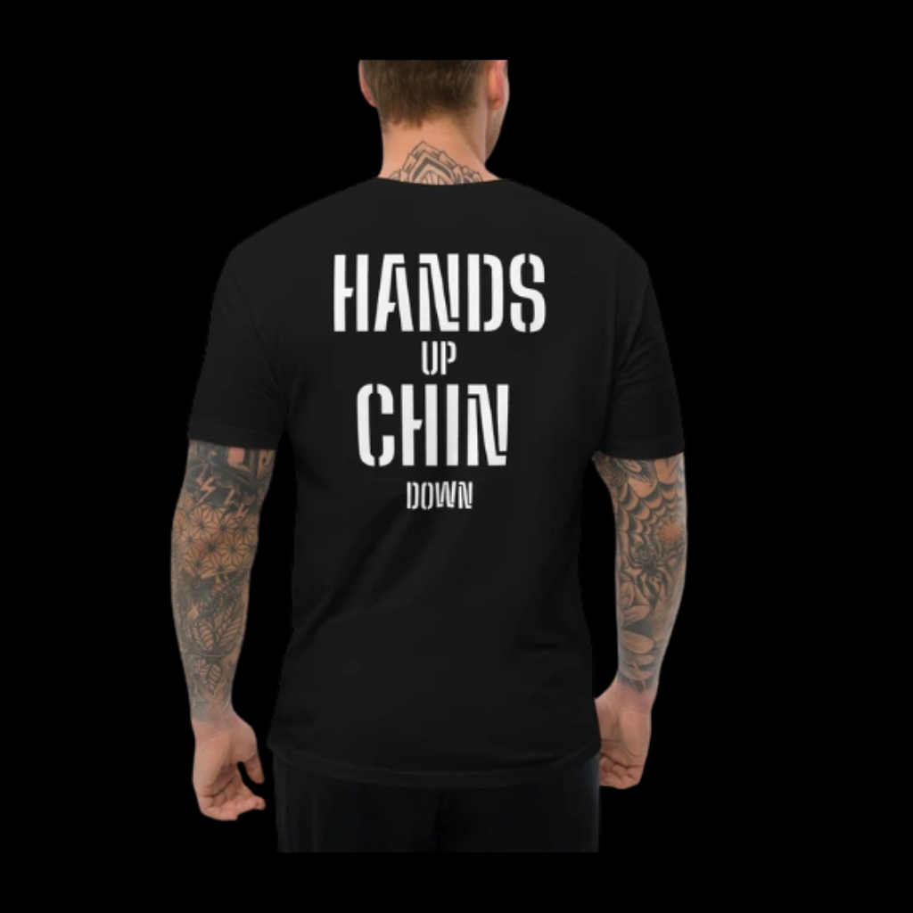Hands Up Chin Down Shirt | Boxing Fitted Tee | Black Fight Shirt